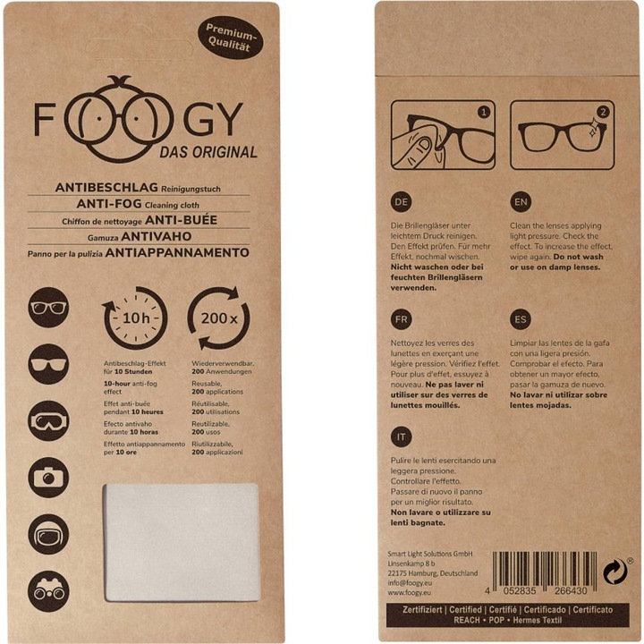 Foogy Anti-condens en reinigingsdoekje