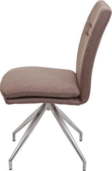 Actual product image Swisshandel24 2x Dining Chair HWC-H70, Kitchen Chair Armchair Chair, Fabric/Textile Stainless Steel Brushed Brown