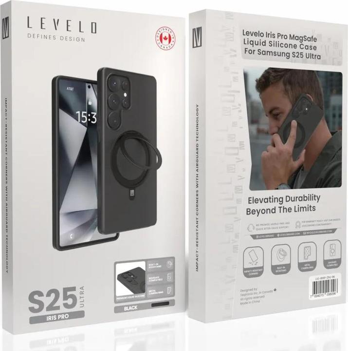 Actual product image Levelo Iris Pro Magsafe Liquid Silicone Case For Samsung S25 Ultra - Black (Samsung Galaxy S25 Ultra)