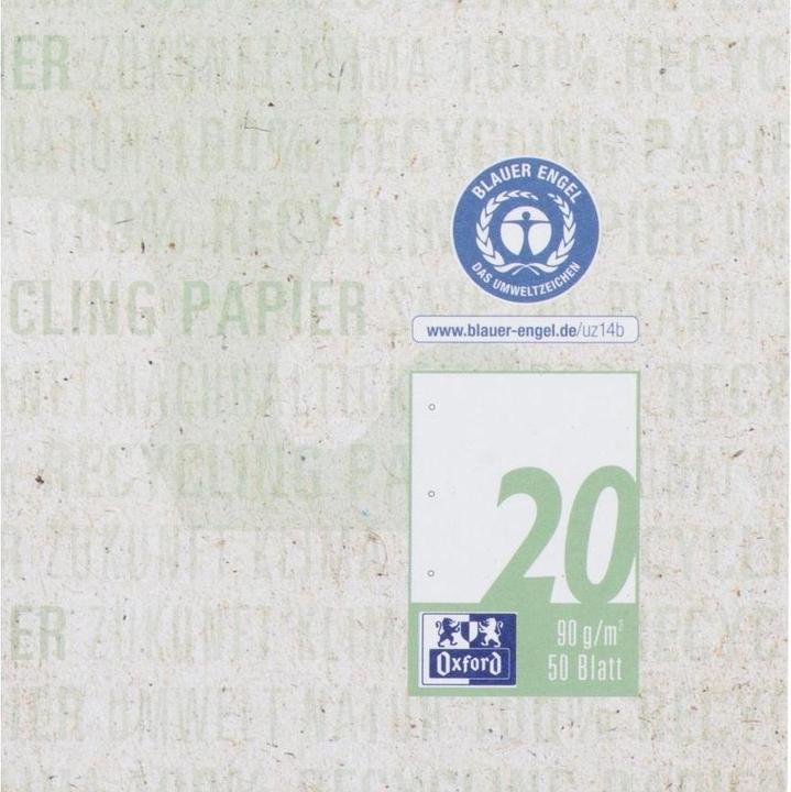 Produktbild Oxford Recycling Schulblock A4 (A4, Blanko, Harter Einband)