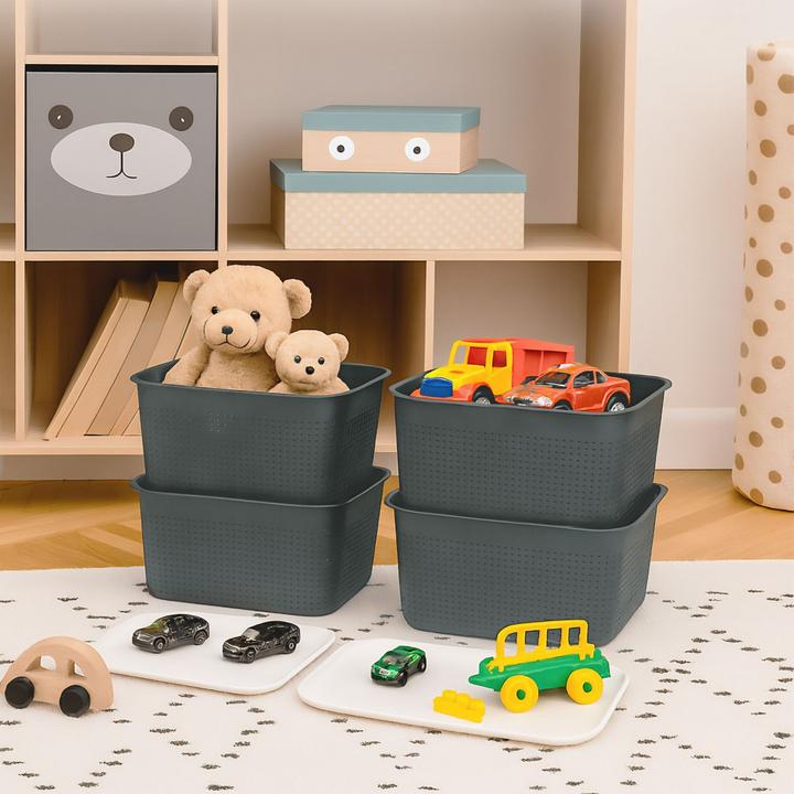 Produktbild Relaxdays - Aufbewahrungsbox mit Deckel 6er Set, Grau, 18,5 x 26,5 x 13 cm (26.50 cm, 5 l, 6x)