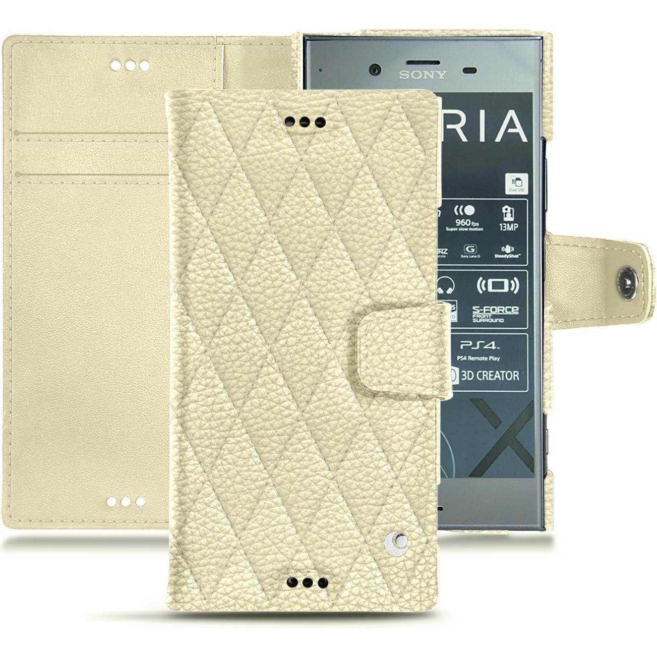 Noreve Lederschutzhülle Wallet (Sony Xperia XZ1), Smartphone Hülle, Weiss