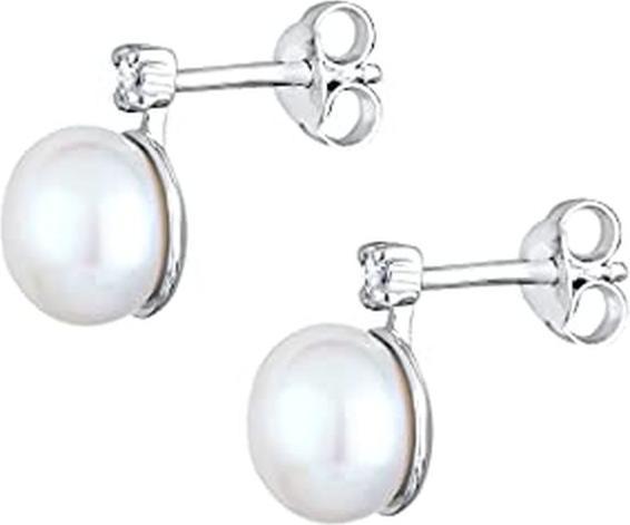 Immagine prodotto Elli Orecchini con diamante e perla per donna, elegante e scintillante (Argento 925)