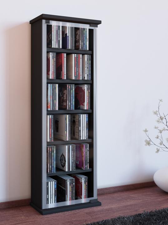 Produktbild VCM Holz CD DVD Stand Regal Classic mit Glastür (31 x 18 x 92 cm)