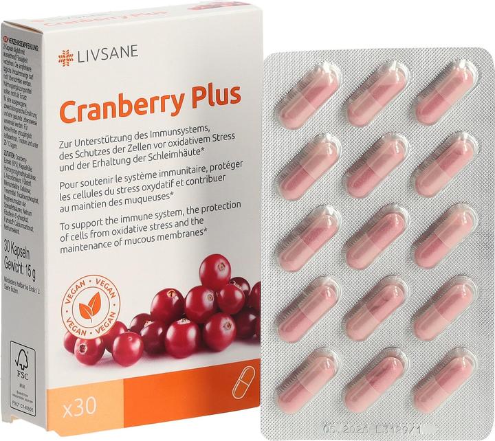 Actual product image Livsane Cranberry Plus Caps (30 Piece, Capsules, 33 g)