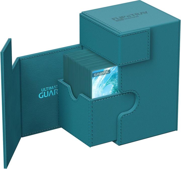 Actual product image Ultimate Guard Card Box Flip'n'Tray XenoSkin Monocolor 100+ Petrol Blue