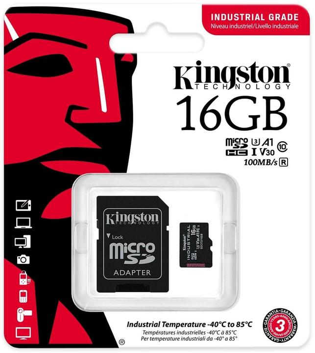 Actual product image Kingston microSDHC Industrial (16 GB, microSDHC, U3, UHS-I)