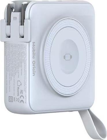 Image du produit Mobile Origin Powerbank & Travel Charger Lightning/USB-C Cable MagSafe/AW/iPhone Compatible white Powerbank -... (10000 mAh)