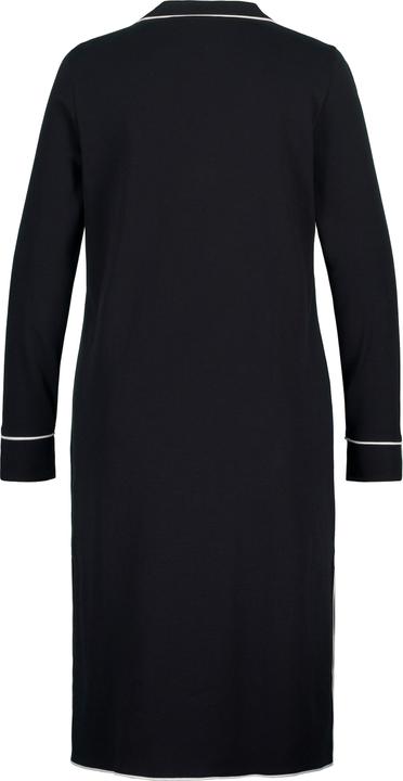 Actual product image Ulla Popken Piped Accent Lapel Collar Cotton Blend Knit Nightgown (62)