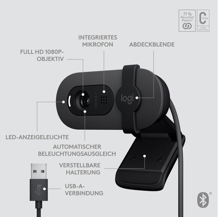 Immagine prodotto Logitech Webcam Brio 105 Full HD 1080p - GRAFITE - B2B (2 Mpx)