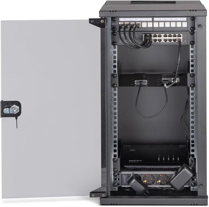 Produktbild Digitus 10" Netzwerk-Set, 12HE Wandgehäuse und Zubehör, sw SOHO PRO Version (12 HE, 10 Zoll Rack)