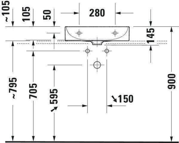 Actual product image Duravit Washbasin DURASQUARE o ÜL m HLB geschli 500x470mm 1 HL white (470 mm, 500 mm)