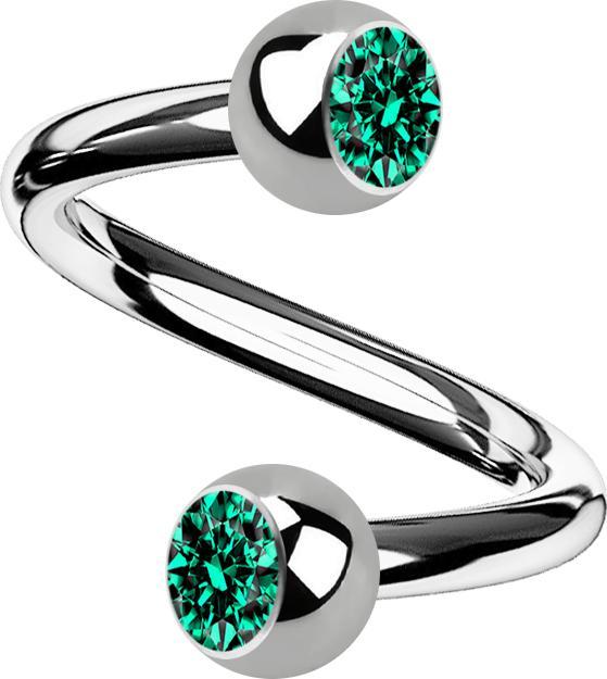 Actual product image Star Piercing Micro Spirale silber mit zwei Kugeln Kristall türkis (without brass, Titanium)