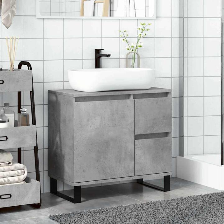 Produktbild VidaXL Waschbeckenunterschrank Unterschrank Badschrank Betongrau Holzwerkstoff (65 x 33 x 60 cm)