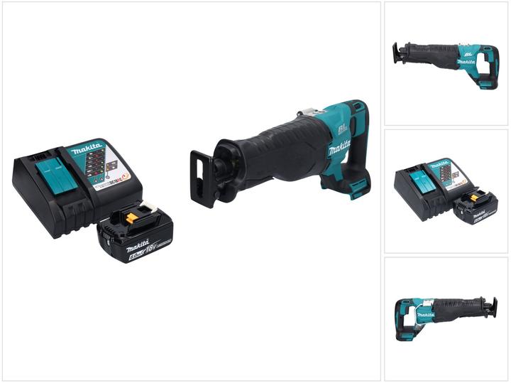 1x Makita DJR 187 18 V Akku Reciprosäge, 1x Makita BL 1860 B 18 V 6,0 Ah Akku, 1x Makita DC 18 RC Ladegerät