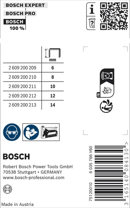 Produktbild Bosch Professional Zubehör Feindrahtklammer Typ 53, 11,4 x 0,74 x 14 mm, 5000er-Pack