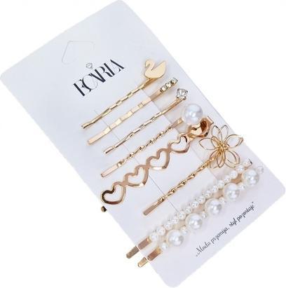 Ecarla Ensemble de barrettes élégantes dorées (8 pcs)