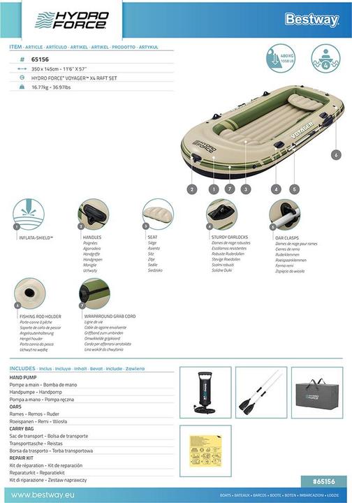 Immagine prodotto Bestway Set di zattere Voyager X4 (350 cm, 4 Persone)