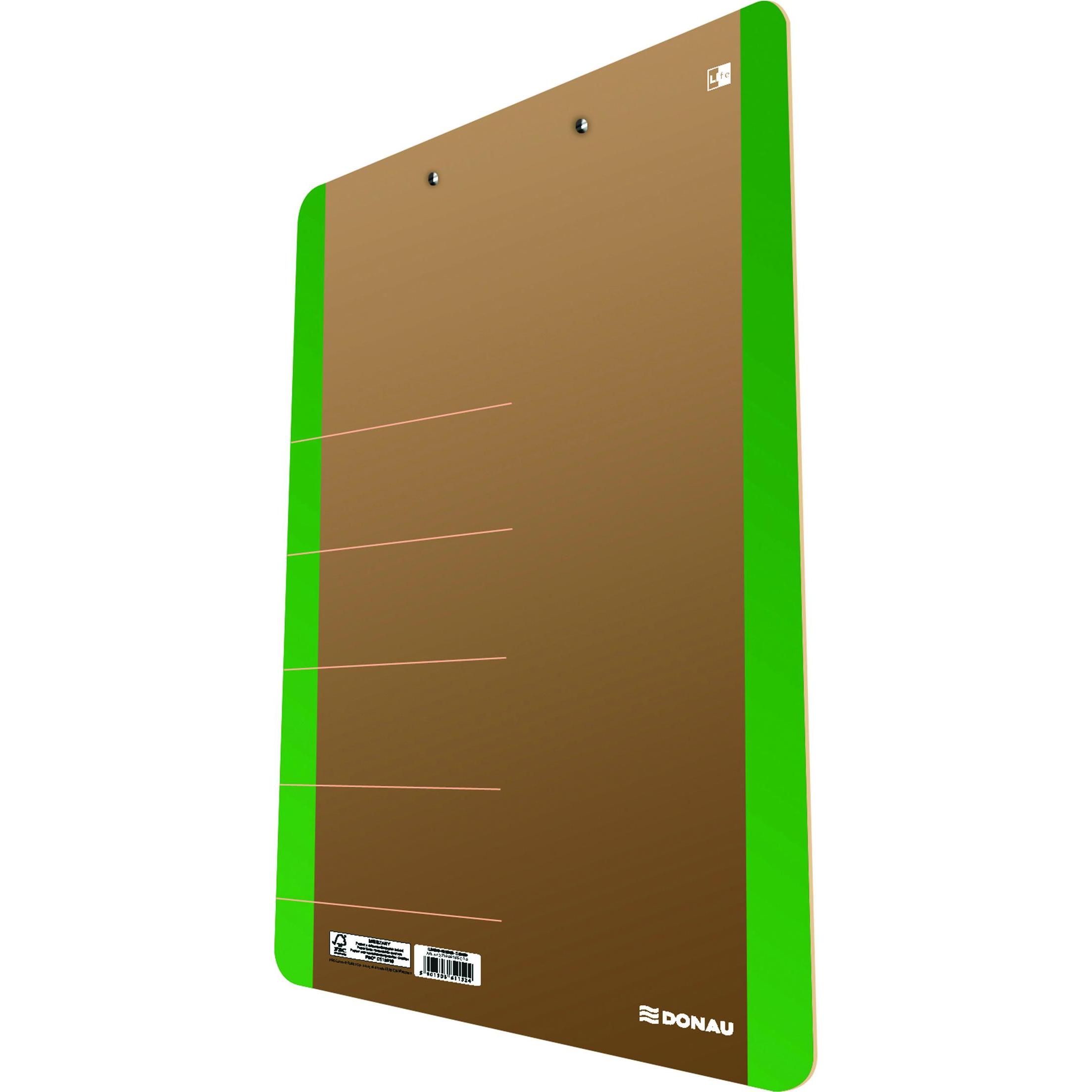 Donau, Sottomano per scrivania, Clipboard Life 330288111 DIN A4 cartone verde neon