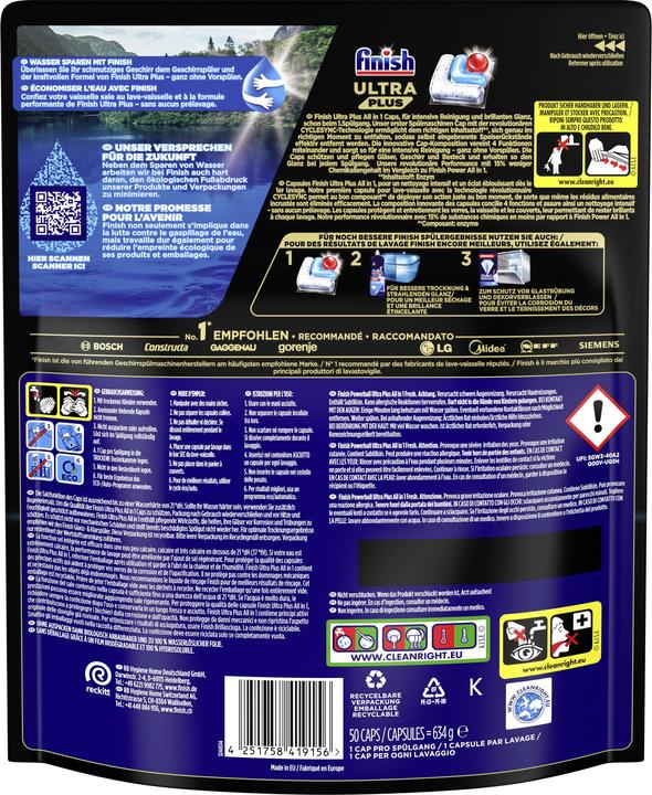 Produktbild Finish Ultra Plus All in 1 Fresh (Tabs, 50 Waschgänge)