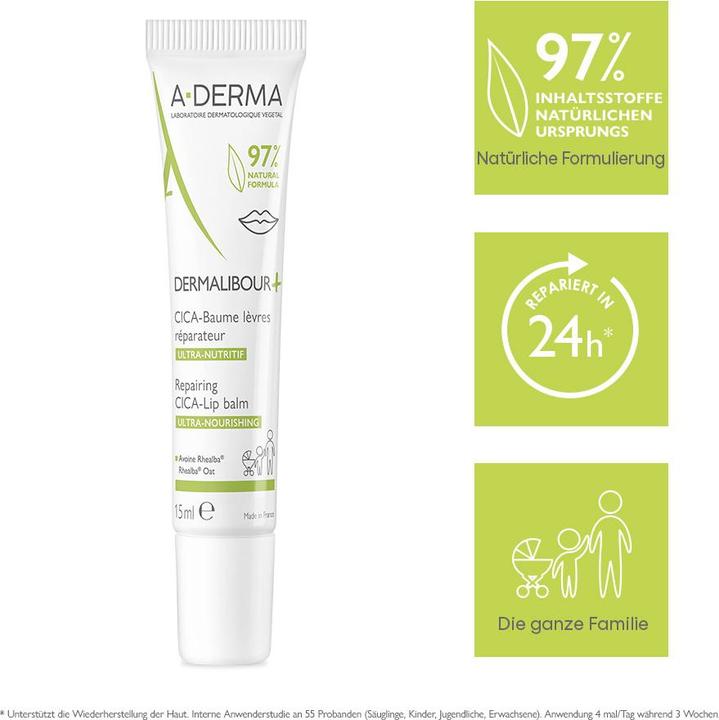 Immagine prodotto A-Derma Dermalibour+ Balsamo riparatore Cica-Lip (Balsamo per le labbra, 15 ml)