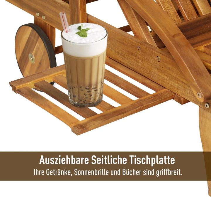 Produktbild Outsunny Klappbarer Gartenliegestuhl aus Tannenholz (195 cm)