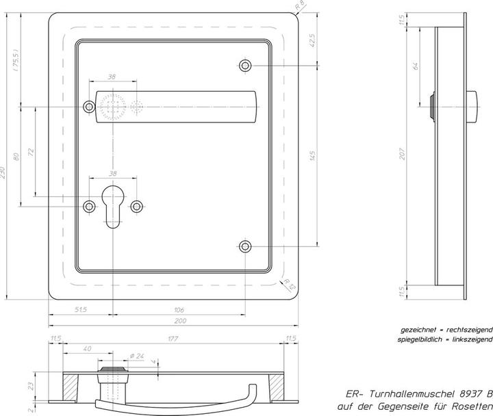 Productafbeelding Ogro Invoer inbouwhendelsets 8937B, diepte 23 mm (Deurset)