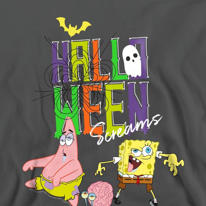 Actual product image Spongebob Squarepants Unisex Adult Screams Halloween Sweatshirt (S)