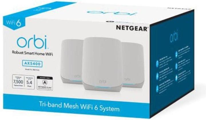 Actual product image Netgear Orbi WiFi 6 Tri-Band Mesh System AX5400 3-Set RBK763S