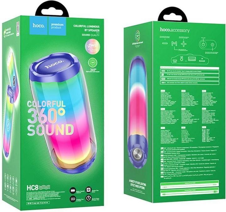 Produktbild Hoco - Wireless Speaker Pulsating (HC8) - with LED Light, Bluetooth 5.0, 10W - Blue (4 h)