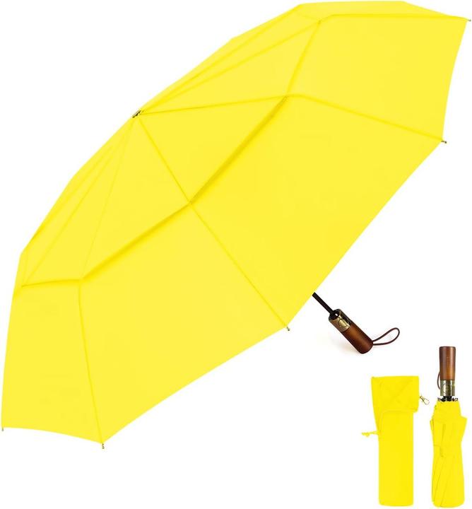 Alopini Automatischer grosser sturmsicherer Regenschirm, Taschenschirm mit belüftetem Doppeldach und