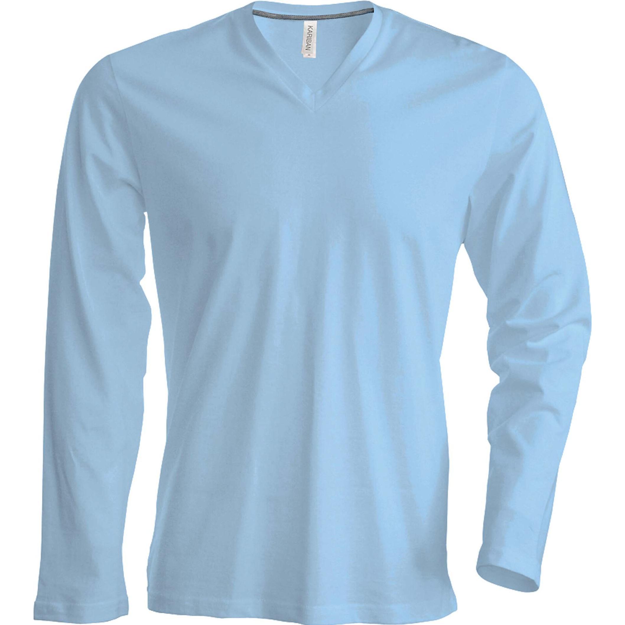 Kariban, Herren, Shirt, Col V manches longues, Blau, (3XL)