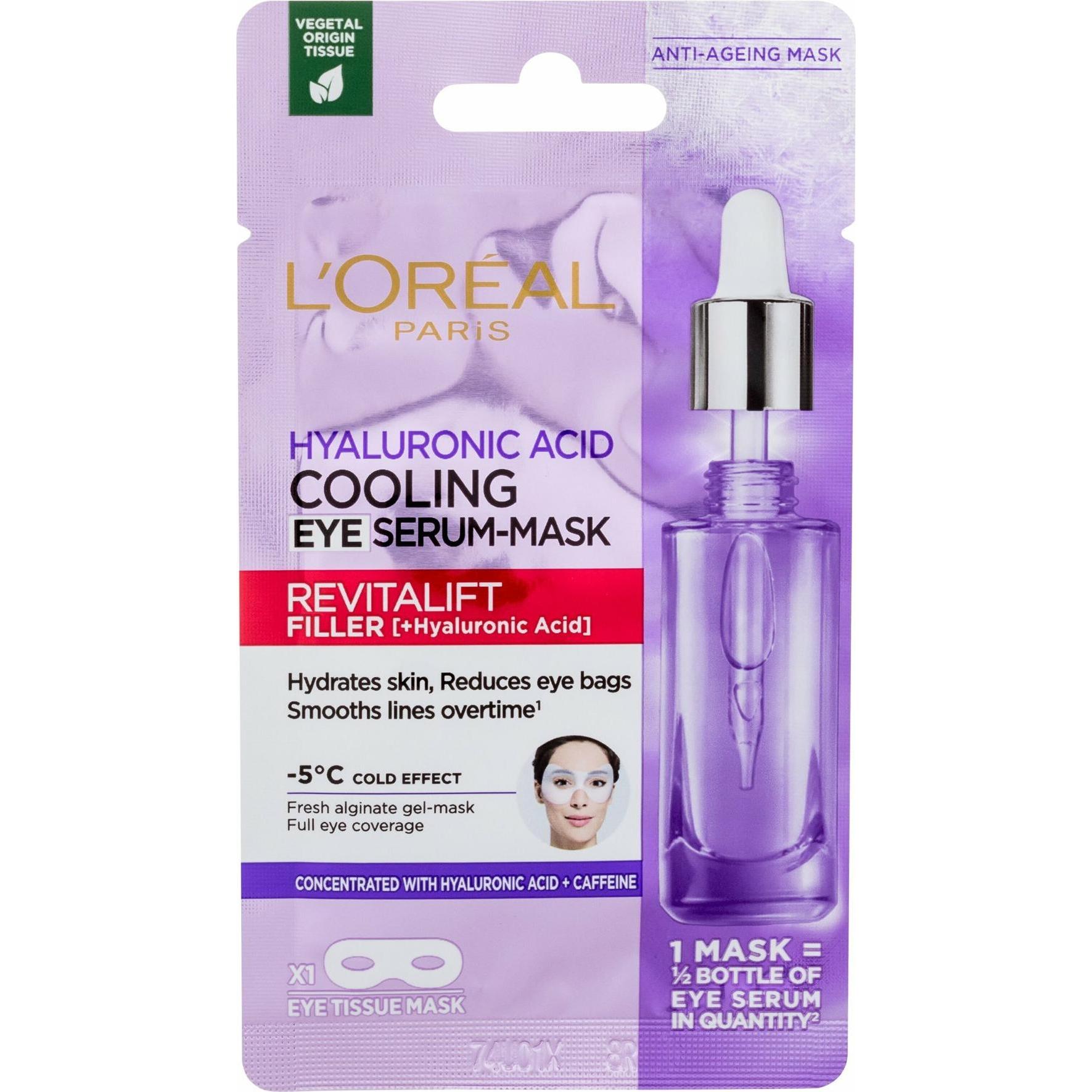 L'Oréal Paris, Gesichtsmaske, LÂ'OrÃal Paris - Textile eye mask with cooling effect Revita lift Filler (Cooling Eye Seru...