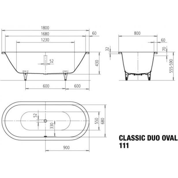 Thumbnail - Kaldewei, Babybadewanne, Classic Duo Oval 111 180x80cm 29120001