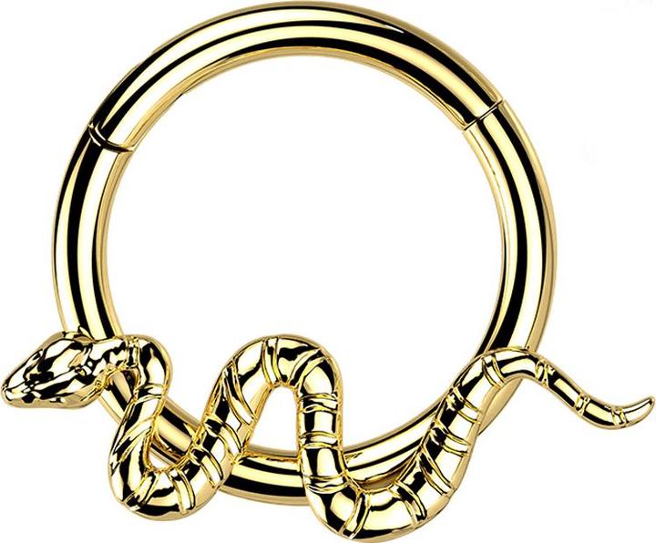 Actual product image Star Piercing Micro segment ring hinged gold plated snake (without brass, Titanium)