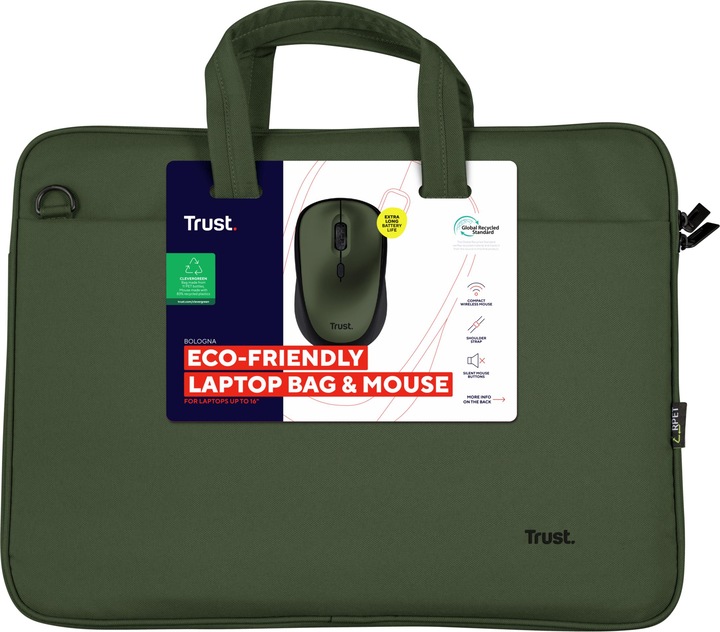 Produktbild Trust Bologna Bag And Mouse Set Green (15.98", Universal)