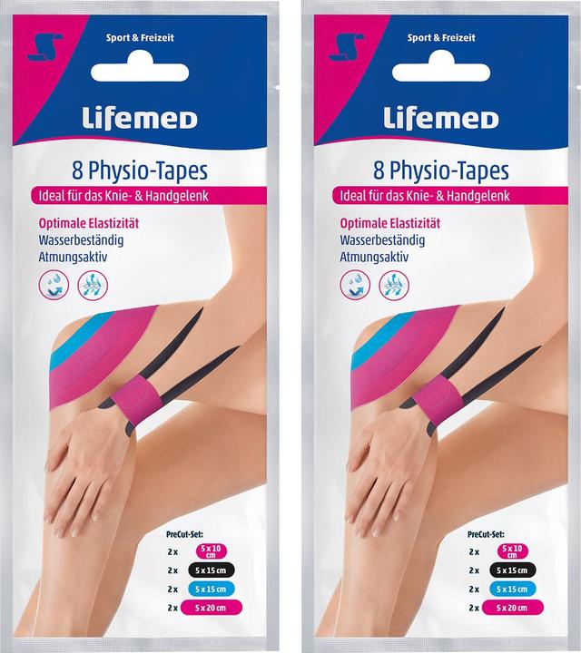 Actual product image Lifemed Physio-Tapes for knee & hand, 8 pieces in 3 sizes, set of 2 (0.20 m)