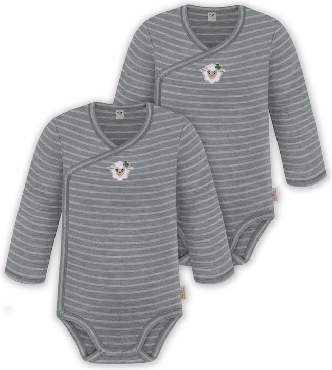 Produktbild Normani 2er Pack Doppelpack Baby-Body Merino Wickelbody Bodysuit Langarm - 9343 (74)