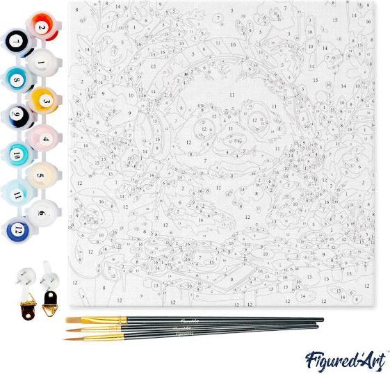 Immagine prodotto Figured'Art Mini Malen nach Zahlen mit Rahmen - Fantasie-Panda und Blumen