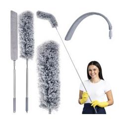 Ruhhy Telescopische Stofborstel Met Twee Opzetstukken, Schoonmaakgerei, Grijs