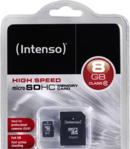 Produktbild Intenso microSD Class 10 (8 GB, microSDHC, U1)