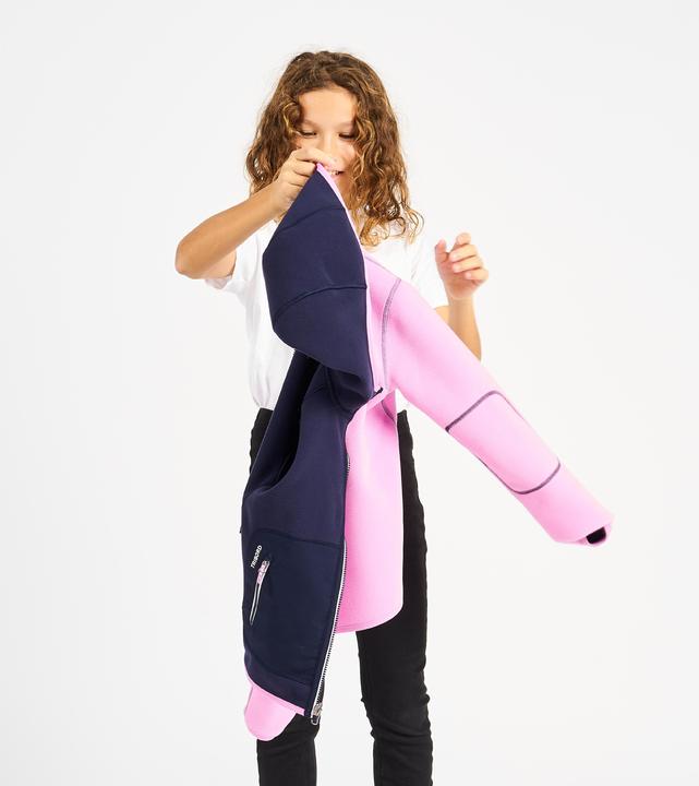 Actual product image Tribord Fleece jacket sailing kids warm reversible 500 navy blue/pink (128)