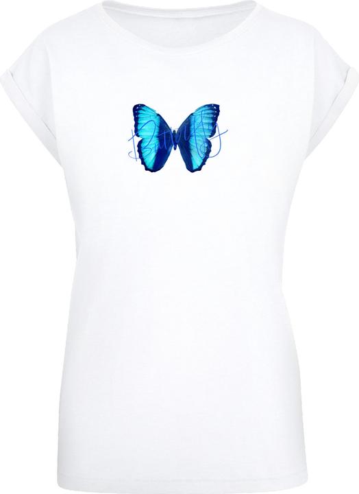 Produktbild Merchcode Ladies Butterfly Blue Extended Shoulder Tee - 111649 (S)