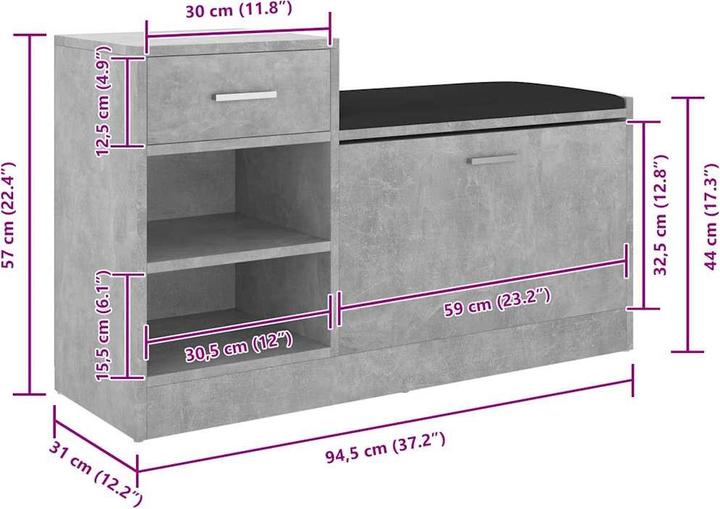 Immagine prodotto vidaXL Calvin (94,5 x 31 x 57 cm)