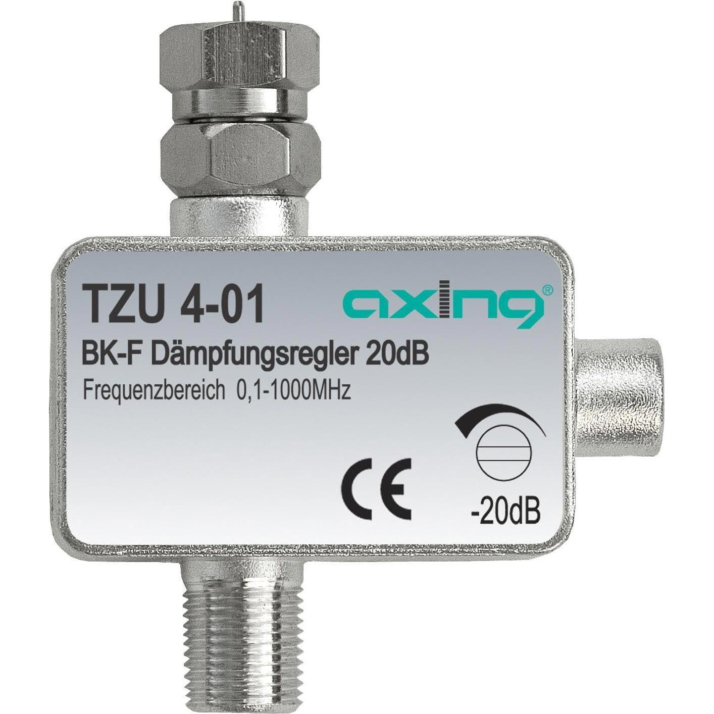 Axing CATV-Dämpfungsregler TZU 4-01 F, 0.5 - 20 dB, TV Receiver Zubehör, Silber