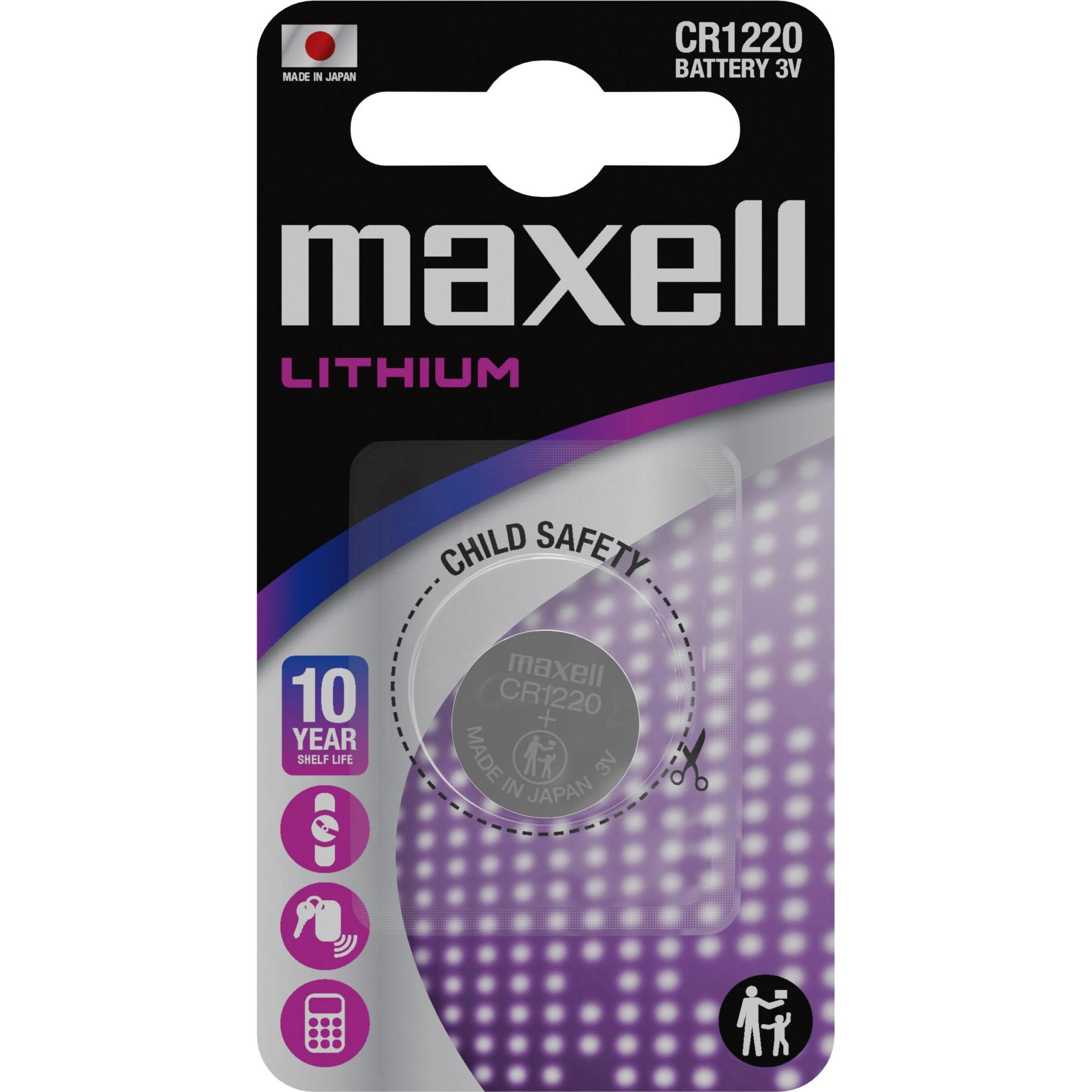 Maxell Pila a bottone CR1220 1 pezzo (1 pz., CR1220, 36 mAh), Batterie + pile