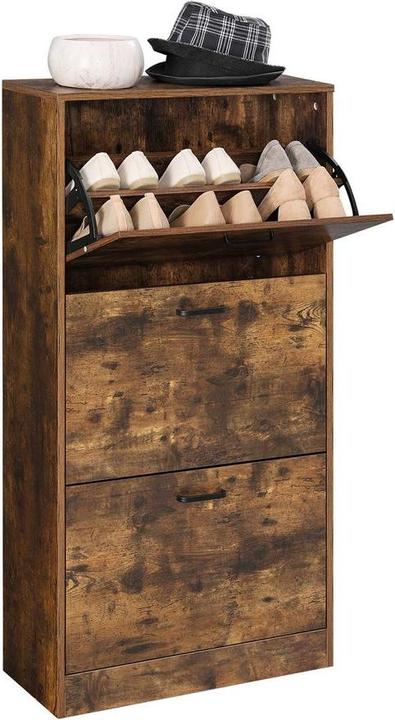 Actual product image Songmics Shoe Cabinet Particleboard - Rustic brown (60 x 24 x 120 cm)