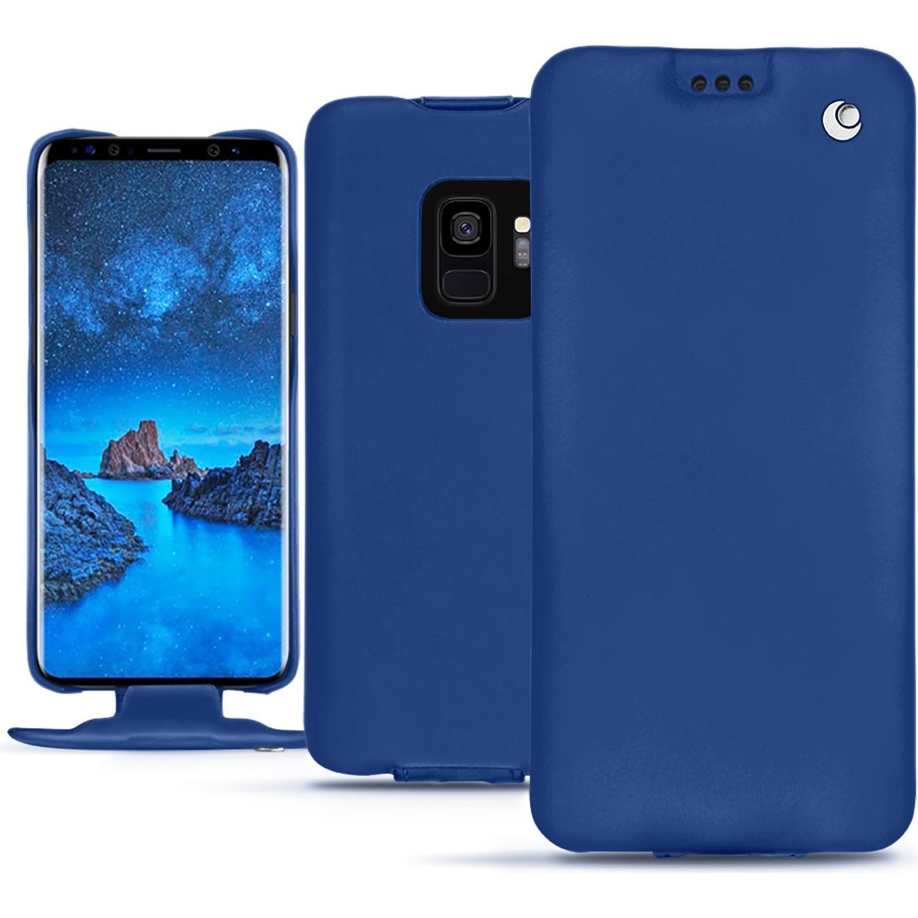 Noreve Lederschutzhülle vertikal (Samsung Galaxy S9), Smartphone Hülle, Blau