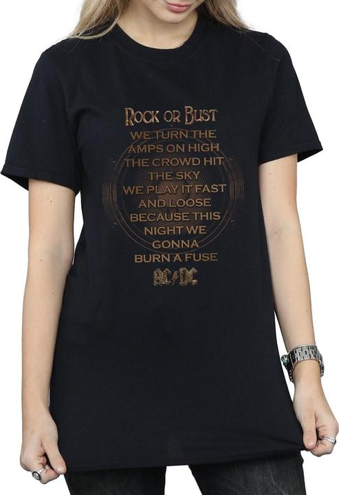 Produktbild AC/DC Rock Or Bust Lyrics Baumwolle Boyfriend TShirt (M)