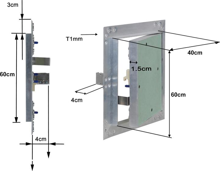 Image du produit Wiltec Trappe visite Cadres Aluminium 40x60cm 12,5mm Plaque en plâtre Panneau d’accès Alu Maintenance